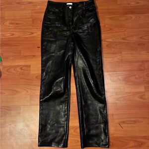 Aritzia straight leg leather pants